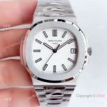 (GR) Swiss Replica Patek Philippe Nautilus Stainless Steel White Face Watch 40mm